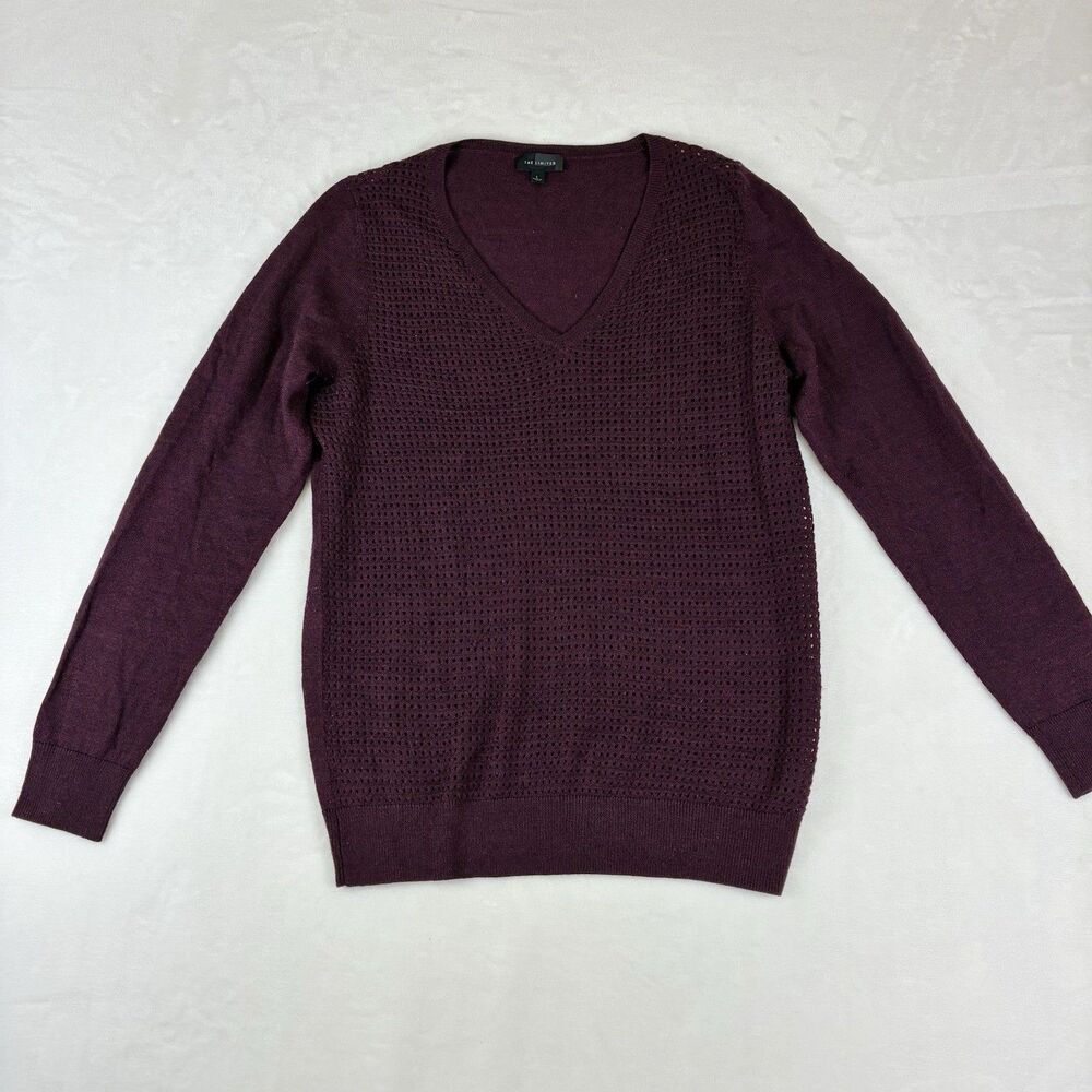 The Limited Sweater Women’s Large Wool Blend Purple Wine Long Sleeve Lace Knit